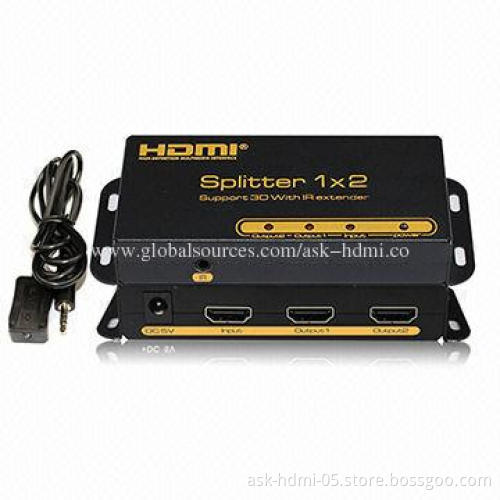 HDMI Splitter, 1x2, with IR Remote Control, 5V DC/2A Power Supply